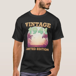 Vintage 1941 Palm Tree Sunset 81 Year Happy Birthd T-Shirt