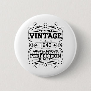 Vintage 1945 80th Birthday Aged To Perfection 6 Cm Round Badge