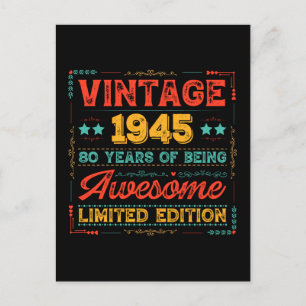 Vintage 1945 Made in 1945 80th Birthday 80 Years Holiday Postcard
