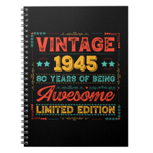 Vintage 1945 Made in 1945 80th Birthday 80 Years Notebook