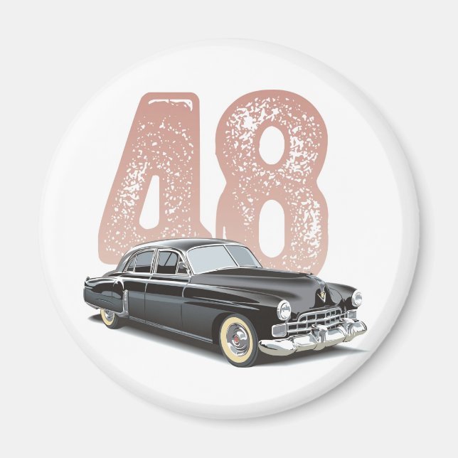 Vintage 1948 Cadillac Coupe: Black classic car Magnet (Front)