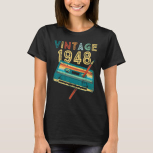 Vintage 1948 Music Cassette 75th Birthday 75 Year T-Shirt