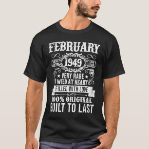 Vintage 1949 74 Years Old February 74th Birthday T-Shirt