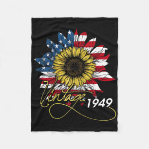 Vintage 1949 Sunflower 4th July Independence Day P Fleece Blanket