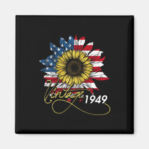 Vintage 1949 Sunflower 4th July Independence Day P Magnet