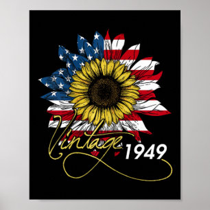 Vintage 1949 Sunflower 4th July Independence Day P Poster