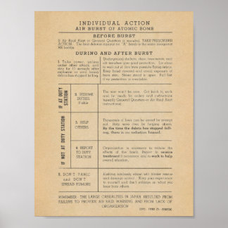 Vintage 1950 Atomic Bomb Safety Poster