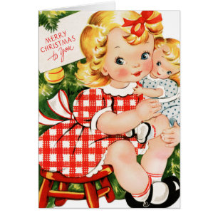 Vintage 1950 girl with doll