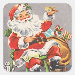 Vintage 1950 Santa Square Sticker