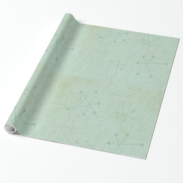 Vintage 1950s Atomic Age Gift Wrap (Unrolled)