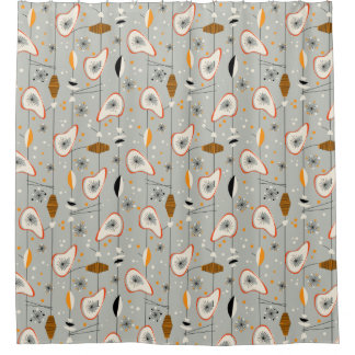 Vintage 1950s Atomic Mid-Century Modern Design Sho Shower Curtain