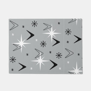Vintage 1950s Boomerangs and Stars Grey Doormat