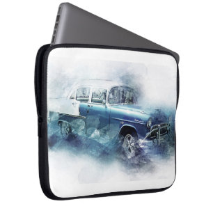 Vintage 1950s Chevy Car Digital Art Laptop Sleeve
