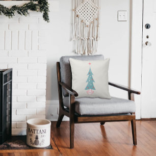 Vintage 1950s Christmas Tree Farm Cushion