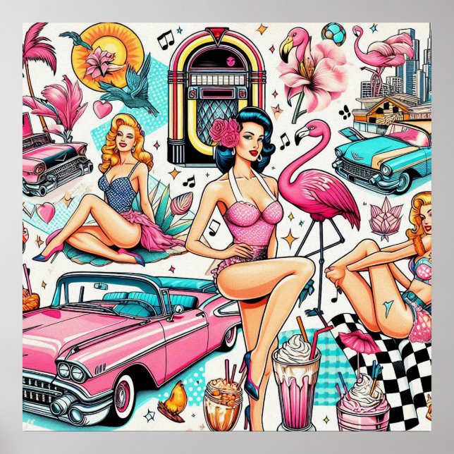 Vintage 1950s Cute Pattern Poster (Front)