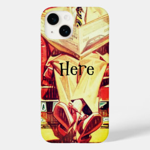 Vintage 1950's man in suit reading newspaper art Case-Mate iPhone 14 case