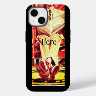 Vintage 1950's man in suit reading newspaper art iPhone 14 case