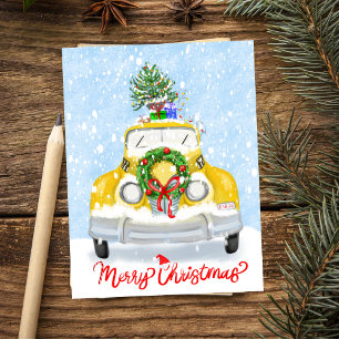 Vintage 1950's New York Yellow Xmas Cab  Postcard