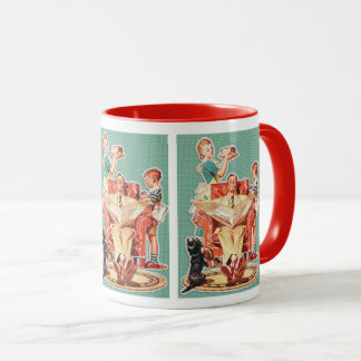 Vintage 1950's nuclear family 50's housewife cake mug
