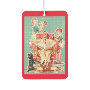 Vintage 1950's nuclear family 50's retro housewife car air freshener
