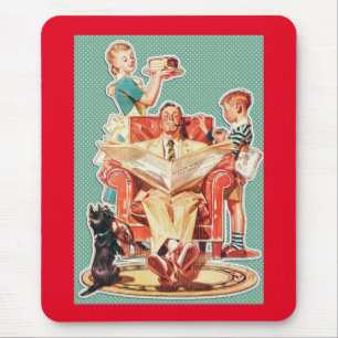 Vintage 1950's nuclear family 50's retro housewife mouse pad