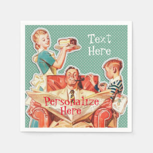 Vintage 1950's nuclear family 50's retro housewife napkin