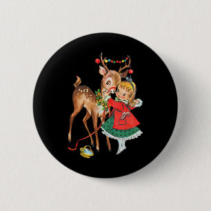Vintage 1950s Old Fashioned Family Christmas Retro 6 Cm Round Badge