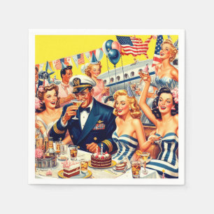 Vintage 1950s Party Illustration Napkin