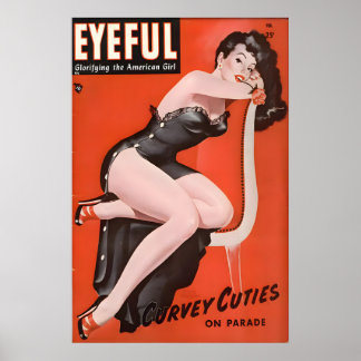 Vintage 1950s Pin Up Girl Poster & Canvas Curvey