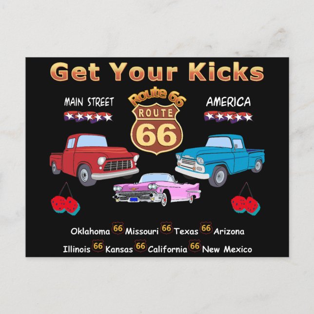 Vintage 1950s  Route 66 Postcard (Front)