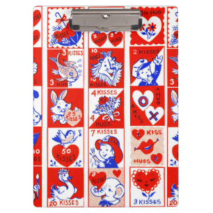 Vintage 1950s Valentine Stamp Pattern Retro Kitsch Clipboard