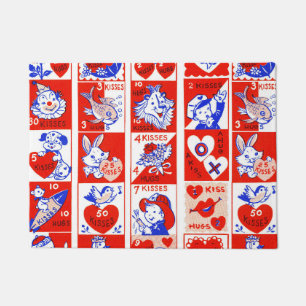 Vintage 1950s Valentine Stamp Pattern Retro Kitsch Doormat