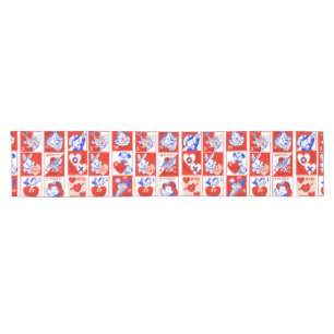 Vintage 1950s Valentine Stamp Pattern Retro Kitsch Short Table Runner
