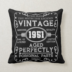 Vintage 1951 Man Myth Legend 70th Birthday Cushion