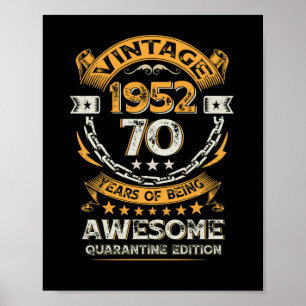 Vintage 1952 70th Birthday 70 Years Old Poster