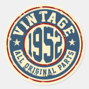 Vintage 1952 All Original Parts Classic Round Sticker