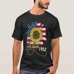 Vintage 1952 Sunflower 4th July Independence Day P T-Shirt