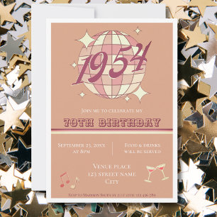 Vintage 1954 70th birthday pink party Invitation