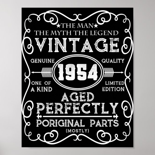Vintage 1954 Man Myth Legend 67th Birthday Poster (Front)