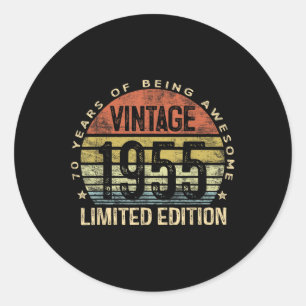 Vintage 1955 Limited Edition 70-year-old Gifts 70t Classic Round Sticker