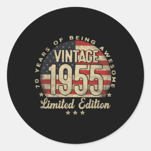 Vintage 1955 Limited Edition 70-year-old Gifts Usa Classic Round Sticker