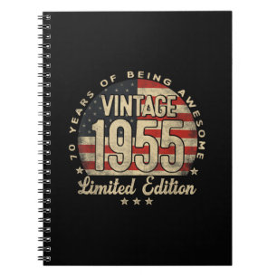 Vintage 1955 Limited Edition 70-Year-Old Gifts USA Notebook