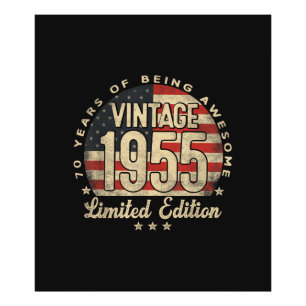 Vintage 1955 Limited Edition 70-Year-Old Gifts USA Photo Print