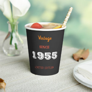 Vintage 1955 Limited Edition 70th Birthday Paper Cups
