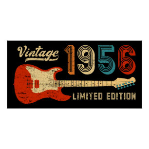 Vintage 1956 70th Birthday Electric Guitar Lover Poster