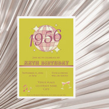 Vintage 1956 70th birthday retro greenInvitatio