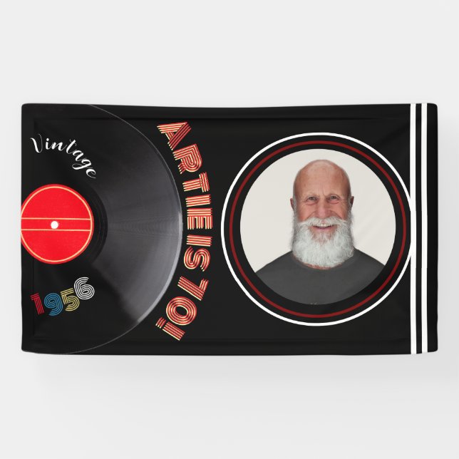 Vintage 1956 70th Birthday Retro Vinyl Photo Banner (Horizontal)