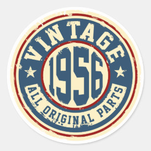 Vintage 1956 All Original Parts Classic Round Sticker
