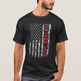 Vintage 1956 American Flag Camo 66 Years Old 66th T-Shirt