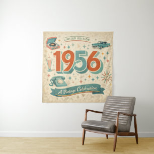 Vintage 1956 Birthday Tapestry   50s Retro Style